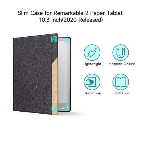 Ayotu Case for Remarkable 2 Paper Tablet 10.3" 2020 Released, Fabric Folio Cover with Pen Pocket, Stable Stand Design, Black & Light Cork (Exclusive Templates Provided) thumbnail 2
