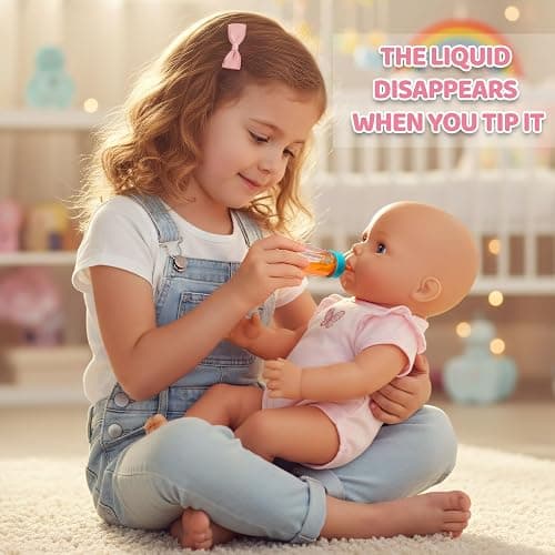 Baby Doll Accessories Set in Gift Box, 16 Pack Baby Doll Feeding Caring Kit with Pacifiers & Diaper Bag & Magic Bottles, Birthday / Christmas Party Goody Bag Stuffer, Toddler Kid Girl Pretend Play Toy thumbnail 5