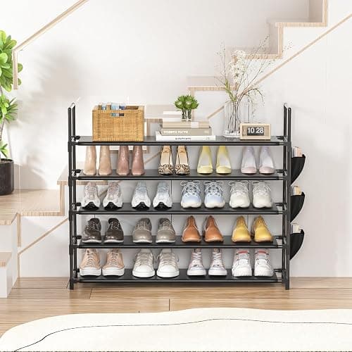 OYREL 5 Tier Shoe Organizer Rack for Closet, Entryway, Garage, Door, Space Saving, Shoe Holder Stand/Tower, Large, 20-25 Capacity thumbnail 4