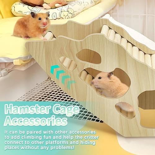 PINVNBY Hamster Climbing Ladder and Tunnel Hideout Wooden Hamster Climbing Toy Cage Decor Accessories for Gerbil Mice or Other Small Animals (Maze Tunnel) thumbnail 3