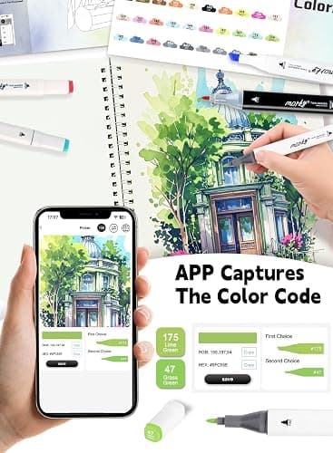 Brled 80 Colors Alcohol Markers with Free App, Chisel & Fine Tip Alcohol-Based Marker Set for Adults Kids, Dual Tip Artist Markers for Drawing, Coloring Illustration, Painting and Great Gift Idea thumbnail 5