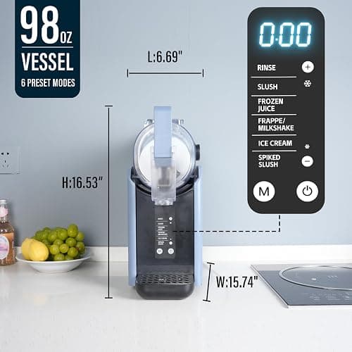 Lifecreek 98oz Slushie Machine for Home with No Ice Needed, 6 Preset Programs, Self-Cleaning Function, Quiet Operation, Perfect for Making Frozen Margaritas, Milkshakes, Smoothies, Frappes,Blue thumbnail 4
