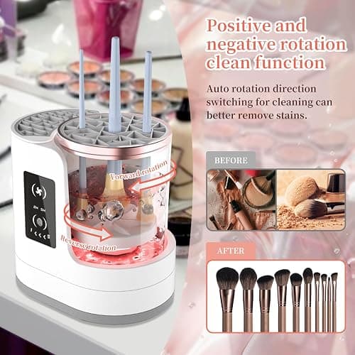 LARDERGO Makeup Brush Cleaner Machine, Ultimate Efficient Electric Automatic Cleaner and Dryer for All Types of Makeup Brushes thumbnail 4