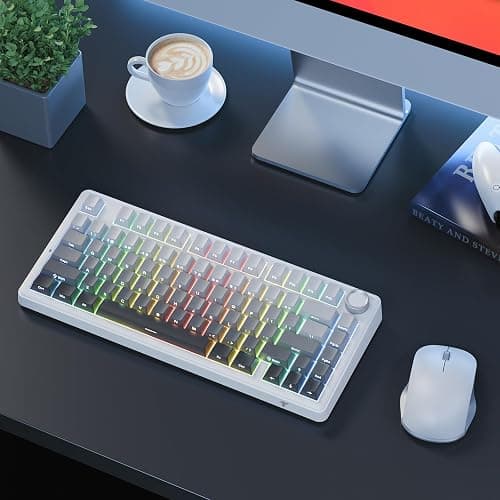 TECURS Mechanical Gaming Keyboard | Hot-Swappable Wireless RGB Keyboard Sideprinted |2.4Ghz/Type-C/BT5.0 | Gasket Mount Custom Keyboard for PC/Mac/PS5/PS4, US Layout Gradient Grey thumbnail 7