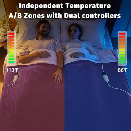 Heated Electric Blanket Queen Size - 84" x 90" Heating Blanket with Dual Control, 10 Heating Levels & 8 Hours Auto Off, Soft Warm Flannel Blanket, Christmas Birthday Gifts for Senior Grandma thumbnail 2