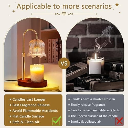 Candle Warmer Lamp Electric Timer - Vintage Heater Candles Warming Height Adjustable Dimmable Warmers Flower Lamps No Flame Heat Warm Melt Wax Jar Modern Home thumbnail 6