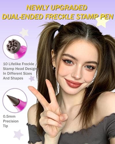 SUMEITANG 2-in-1 Freckle Stamp Pen, Pale Wheat 2-Pack | 10-Size Natural Freckle Stamp, 0.5mm Precision Tip, Waterproof Long-Lasting Quick Dry, Natural Sunkissed Look thumbnail 2