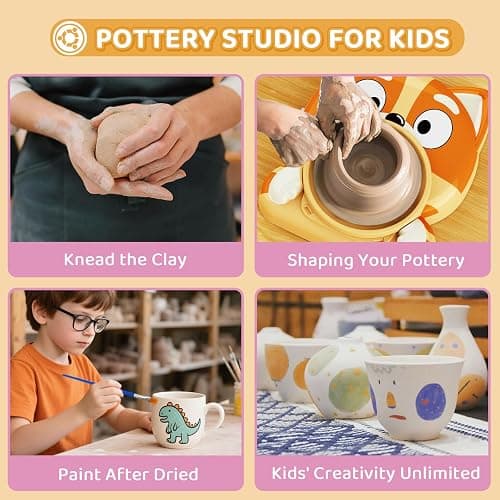 Pottery Wheel for Kids, Complete Pottery Kit for Beginners, Arts and Crafts for Kids Ages 8-12, with Air Dry Clay Painting Kit Sculpting Tools, Birthday Gift for Boys Girls 6 7 8 9 10 11 12 (Dog) thumbnail 6