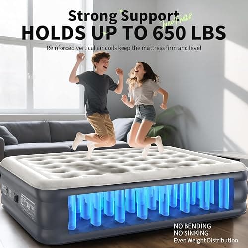 InnoTruth Air Mattress Queen with Built in Pump, Inflatable Mattress Blow up Mattress, Family Choice Award Winner, 18" Colchones Inflables Foldable Air Bed for Guest & Home, Ideal for Camping, 650lbs thumbnail 6