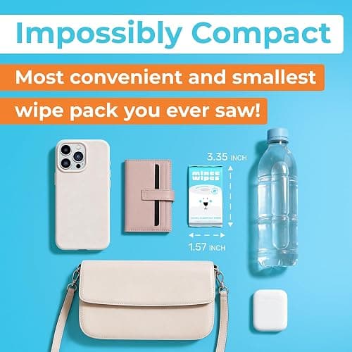 Impossibly Compact Travel Flushable Wipes - 99.5% Water and Aloe - Safe for Sensitive Skin & Hypoallergenic - Travel Essentials for Adults & Kids, Unscented, 8 Pack 48 Wipes thumbnail 2