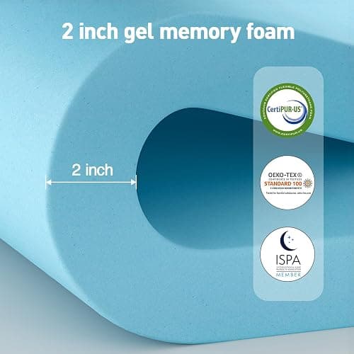 Dual Layer 3 Inch Memory Foam Mattress Topper California King Size, 2 Inch Cooling Gel Memory Foam Plus 1 Inch Pillow Top Mattress Pad Cover, with 8-21 Inch Deep Pocket thumbnail 4