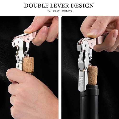 HYZ 2-Pack Wine Opener, Waiter Corkscrew Wine Key for Server, Pink | Professional Wine Bottle Opener with Foil Cutter for Bartender. Double-hinged Corkscrew for Smooth Pull. Sturdy for Daily Use thumbnail 4