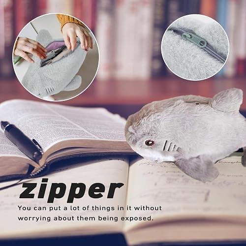 Cmtuuy Pencil Case, Cute Pencil Pouch, Pen Bag Case, Plush Large Capacity Storage Bag, Zipper Pen Pouch for Girl and Boy (Shark) thumbnail 6