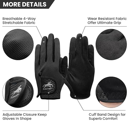 FINGER TEN Women's Horse Riding Gloves Stretchable Equestrian Gloves Horseback Youth Girls Anti Slip Breathable Lightweight Perfect for Biking Cycling Gardening Outdoor Fit All Seasons thumbnail 2