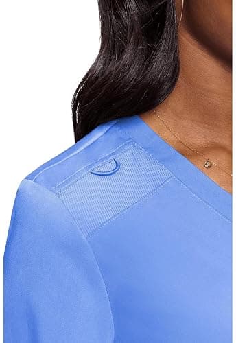 Med Couture Touch Women's Scrub Tops V-Neck Tuck-in Top with 1 Pocket | Slim Fit, Touch Performance Fabric, Stretchy Rib-Knit Shoulders, Bungee Loop, 2-Way Stretch, Lightweight, for Long Shifts thumbnail 8