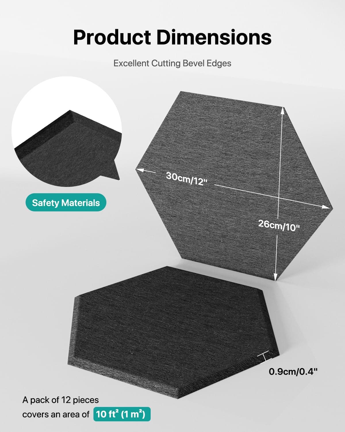 Hexagon Acoustic Panels Self-Adhesive 12 Pieces Acoustic Foam Soundproofing Panels High Density Soundproofing for Wall Decor and Acoustic Treatment Soundproofing Tiles 30×26×0.9 thumbnail 4