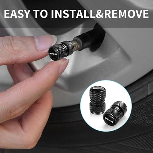 TACOMA Tire Valve Stem Cap Cover for Mercedes Benz AMG Belt O-Ring Seal Corrosion Resistant Tire Valve Stem Air Cap 4 Pack Black thumbnail 2