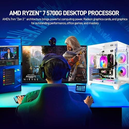 LXZ Desktop PC Computer Ryzen 5-5600GT 8 core 3.6GHz, 16G DDR4 RAM, 1TB NVME SSD, Tower Computer with Wi-Fi & 400W Power Supply for Working thumbnail 8