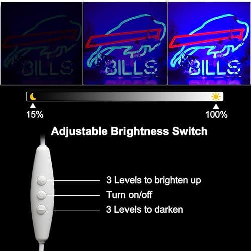 Buffalo Football Neon Signs Led Sign for Wall Decor Rugby Team Light Up Sign Suitable for Man Cave Office Bar Pub Wall Art Gifts for Teen Boys thumbnail 4