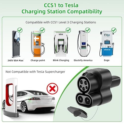 Otytkgo 2 in 1 CCS & J1772 to Tesla Adapter, 250KW/80A DC/AC Fast Supercharger CCS1 to Nacs Adapter, Only Fit for Tesla Model Y 3 S X Compatible Level 1 2 3 Charging Stations thumbnail 4
