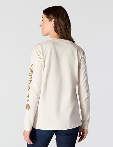 Carhartt Women's Loose Fit Heavyweight Long-Sleeve Logo Sleeve Graphic T-Shirt thumbnail 3
