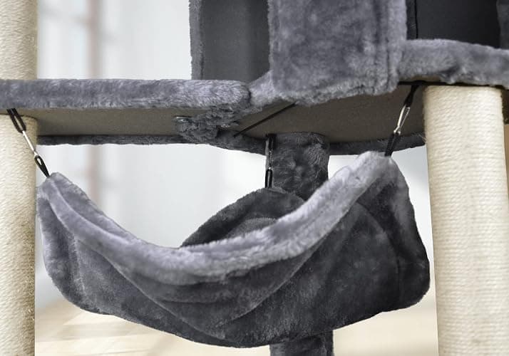 YUNIQUE Cat Tree with Cat Condo and Big Hammock, Grey thumbnail 7