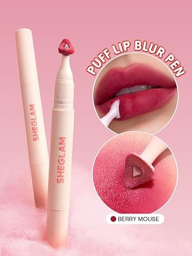 SHEGLAM Marshmallow Puff Lip Blur Pen Matte Lipstick for Long-lasting Hydrating Lip Makeup-331 Berry Mousse thumbnail 4