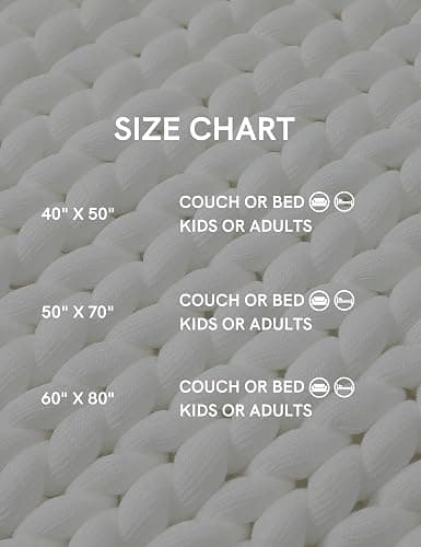 YnM Chunky Throw Blanket, Medium-Weight, Hand Knitted, Skin Friendly, Ventilated and Breathable, Machine Washable, Home Décor Piece for Couch, Sofa and Bed (White, 40x50 Inch) thumbnail 7