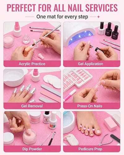 Makartt Disposable Nail Mats: 20 Pcs Foldable Nail Paper Towels for Table Acrylic Practice Sheet 3 Ply Waterproof Nail Art Table Mats Clean Pads for Salon Manicure Tattoo Pink thumbnail 4
