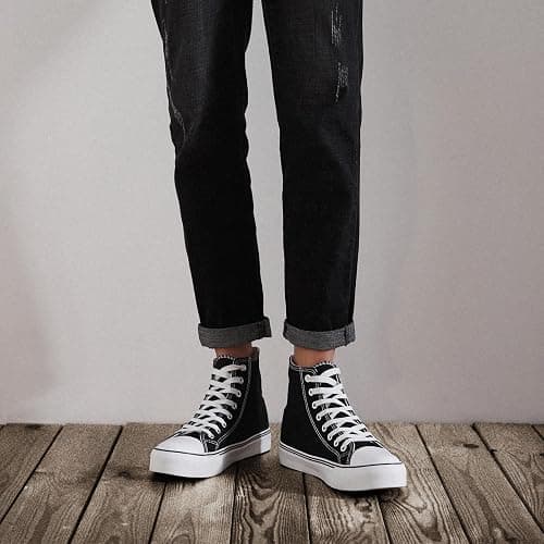ZGR Men's High Top Canvas Sneakers Lace Up Classic Casual Walking Shoes | Breathable canvas upper,non-slip rubber outsole,high-top lace-up,classic casual style,for walking,tennis,travel,sports thumbnail 9