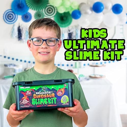 Original Stationery Dinosaur Slime Kit for Boys, DIY Glow-in-The-Dark Slime Set with Lava, Blood & Dino Poop, Fun Sensory Play Activity with Glitter Formula, Gift for Birthdays, Christmas & Holidays thumbnail 5