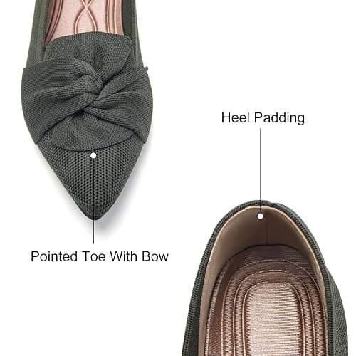 HIULYCENCE Flats for Womens Pointed Toe Ballet Flats with Bow Comfortable Knit Dressy Flats thumbnail 4