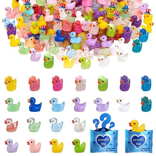 Mini Glow In The Dark Animal Resin Models, Resin Animals Mystery Bags, Individually Wrapped Blind Bags Tiny Animal Figurines, Collectible Mini Animals For Fairy Garden, DIY Crafts (50, Z-Ducks) - Image 1