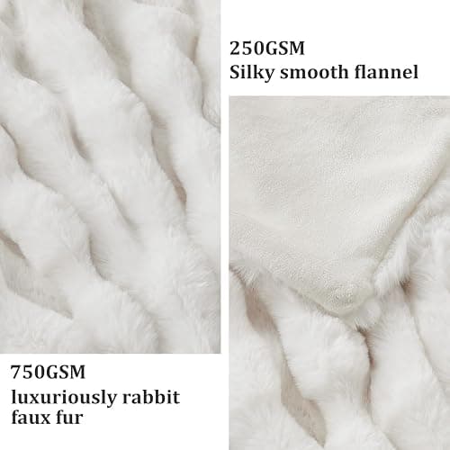 Faux Fur Throw Blanket for Couch, Cozy Fuzzy Fluffy Soft Plush Thick Bubble Sherpa Blanket for Sofa Bedroom Living Room, Mothers Day Birthday Gifts for Women Home Decor thumbnail 7