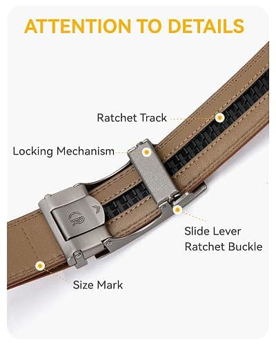 CHAOREN Mens Belt Leather Ratchet Belt - Customizable Fit, Effortless Style (35mm) thumbnail 3