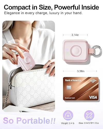 Portable Charger 3 in 1, Smaller 10000mAh Built-in Cables 22.5W Power Bank | Travel Essentials, Fast Charging Keychain Battery Pack for iPhone17/16/15/14/13, Android, iWatch Ultra/11/10/9/8, Pink thumbnail 7