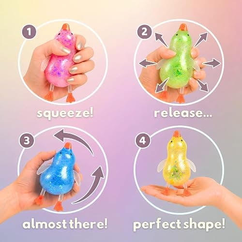 Glitter Duck Squishy - Blue Green Pink Yellow 4 PCS Squishy - 2026 Upgraded Ducks for Adults Teens Squeeze Easter Basket Stuffers & Stocking Stuff thumbnail 4