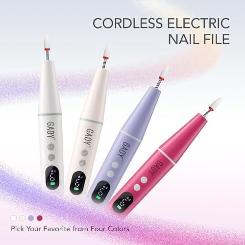 GAOY Cordless Nail Drill, Electric Nail File with LED Display, Milky White | Acrylic Gel Nails, Hand Feet Thick Nails Trimmer Buffer Tool, Lightweight Low-Noise, Gift for Women, Nail Art Beginner thumbnail 6