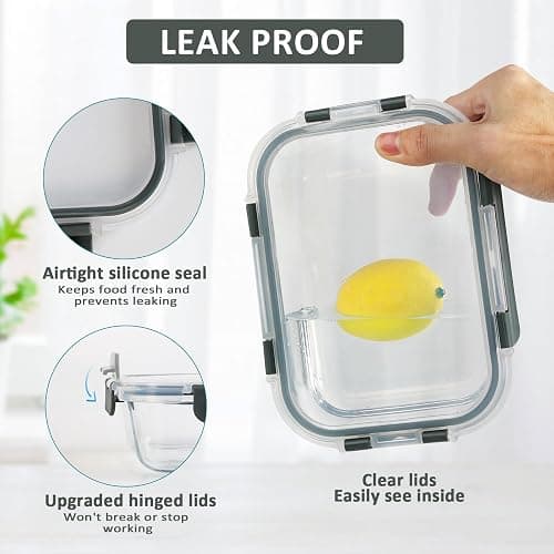 [10-Pack] Glass Meal Prep Containers with Lids, MCIRCO Food Storage Containers with Snap Locking Lids, Airtight Lunch Containers, Microwave, Oven, Freezer and Dishwasher thumbnail 4