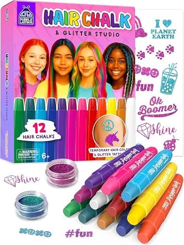 Hair Chalk for Girls Washable Hair Dye - Stocking Stuffers for Kids 8-10 6-8, Christmas Gifts for Girls 6 7 8 9 10 11 12 Years Old, Temporary Hair Color for Kids Tweens Teens Birthday Party, 12 Colors thumbnail 2