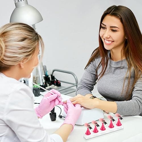 Etercycle Nail Stand Acrylic Nail Art Display Stand Practice Nail Holder for Painting Nails Magnetic Practice Stands with Double-sided Tape For Home DIY Salon Supplies (Rose pink) thumbnail 5