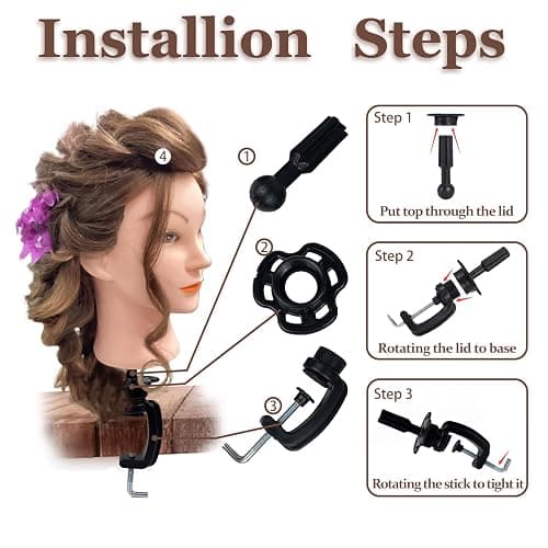 Opini Mannequin Head 100% Real Human Hair for Hairstyle Curling Practice | Cosmetology Manikin Doll Head 22-24" for Braiding Cutting, Ideal for Salon Hairdressers Barbers & Beginner Training (Brown) thumbnail 7