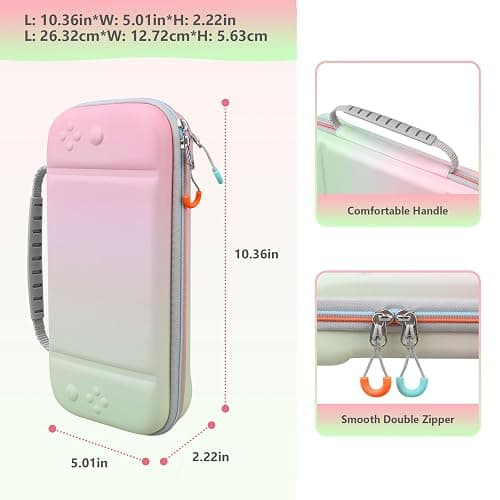 Supmay Carrying Case for Nintendo Switch 2(2025), Protective Hard Shell Portable Travel Carry Case Pouch Holds with 24 Game Cartridges and Mesh Pocket for Switch 2 Accessories, Fancy Pink Green thumbnail 3