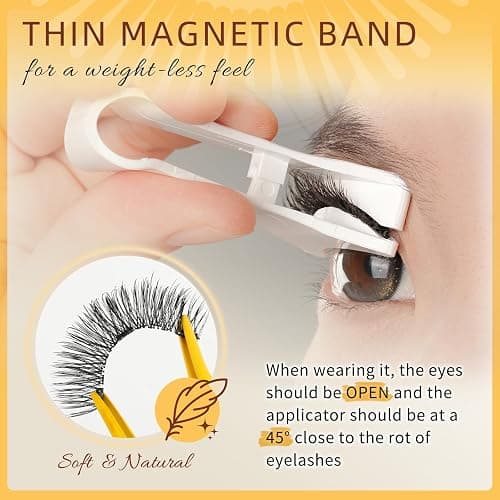 QUEWEL Magnetic Eyelashes 4 Pair Reusable Magnetic Eyelashes with Applicator No Glue Needed Eyelashes Natural Look Lash Clusters Kit Easy to Wear and Remove(4 Pairs-A02) thumbnail 3
