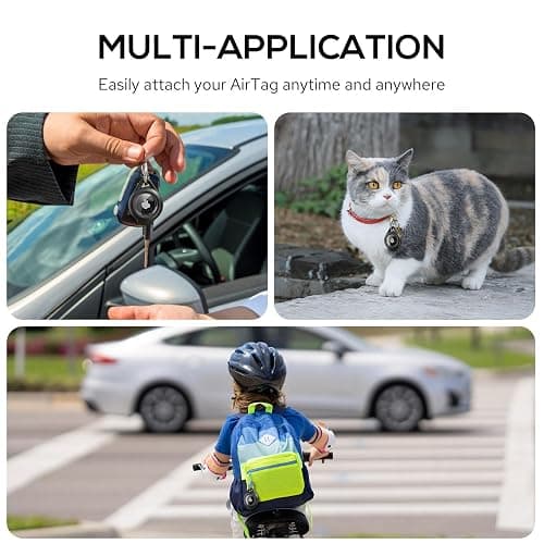 Waterproof Airtag Holder - 4 Pack Airtag Keychain Holder Compatible with Apple AirTags, Ultra Durable Anti-Scratches Protective Case with Keyring for Luggage, Backpack, Pet, Bag, Black thumbnail 6
