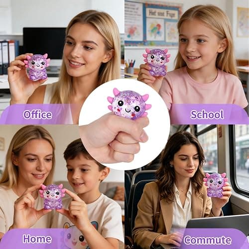 Nyktavos Purple Sitting Axolotl Squeeze Toy, Slow Rise Stress Relief Sensory Toy for Kids Adults, Cute Squeeze Anxiety Pressure Ball, Portable Calming Fidget Toy for ADHD Autism, Gift Box Packed thumbnail 4