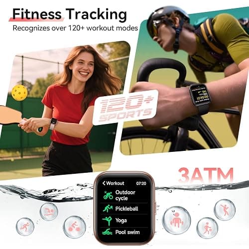 Smart Watches for Women, 1.85" HD Alexa Smart Watch for Android Phones & iPhones with Calls/Messages/Reminders, 3ATM 120+ Sport Modes Fitness Tracker Watch for Women with Heart Rate/Sleep/SpO2 Monitor thumbnail 3