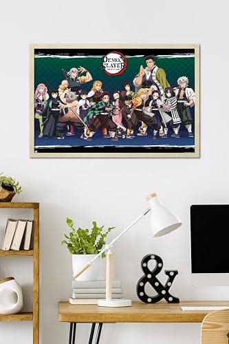 Trends International Demon Slayer - Lineup Wall Poster, 34L x 22.4W, Blonde Framed Version thumbnail 2