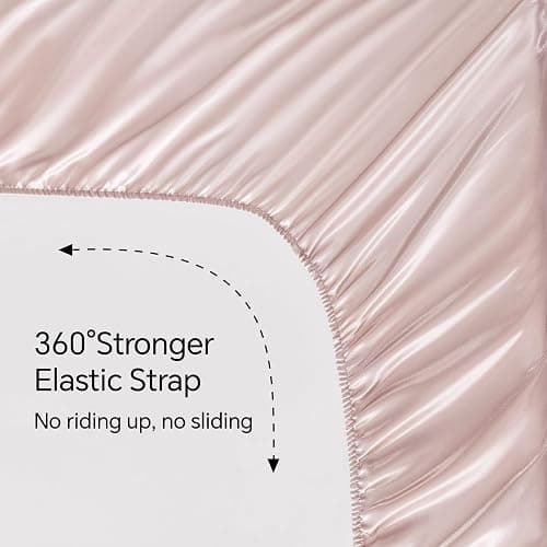 BEDELITE Satin Fitted Sheet & Pillowcases Set, Full Size, Pink, 3 Pieces | Luxury Soft Silk-Like Fitted Sheet Set, 15 Inch Deep Pocket, Elegant Smooth and Reduces Friction, Gentle on Hair and Skin thumbnail 4
