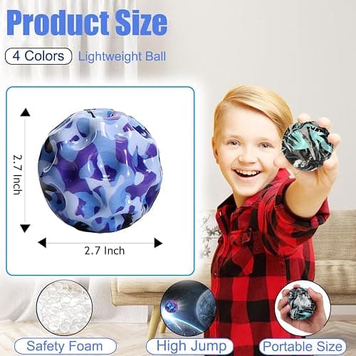PAKSPAK 4 Pack Moon Bouncy Ball for Kids, Super High Bouncy Balls for Kids, Easter Egg Fillers, Easter Busket Stuffers for Boys thumbnail 2